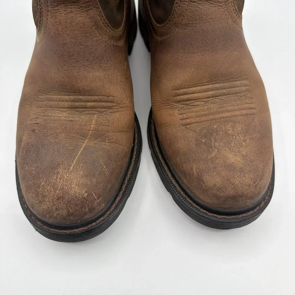 Ariat Work Groundbreaker Pull On Brown Leather Boots 10014238 Mens Size 9.5 D